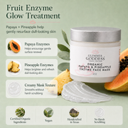 Glimmer Goddess® Organic Skin Care Organic Papaya Pineapple Enzyme Face Mask – Gentle Exfoliating Treatment Masks & Peels