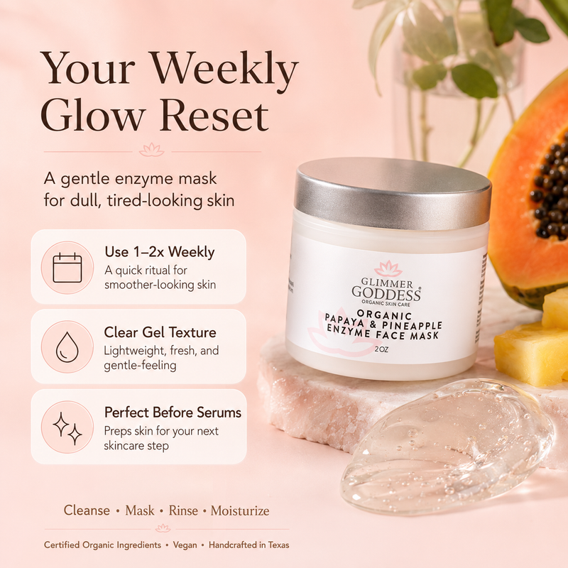 Glimmer Goddess® Organic Skin Care Organic Papaya Pineapple Enzyme Face Mask – Gentle Exfoliating Treatment Masks & Peels