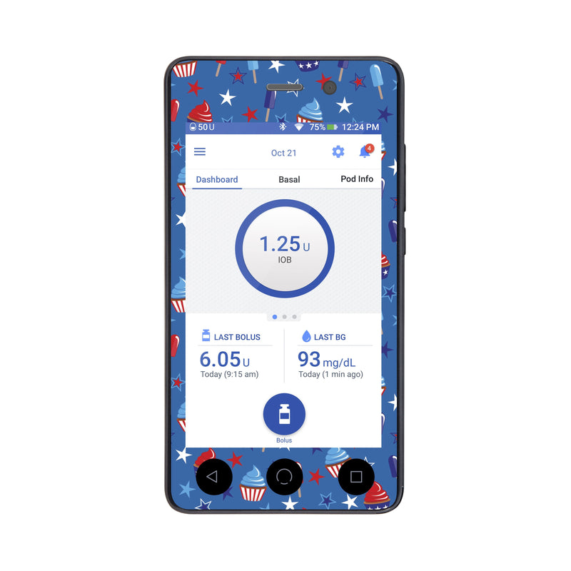 Peelz Patriotic Dessert Sticker for Omnipod DASH® PDM – Pump Peelz Peelz/Stickers