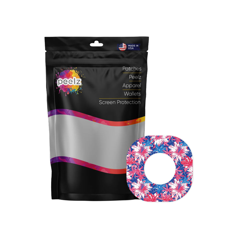 Peelz Patriotic Flowers Dexcom G7 and Stelo Patch Tape - Pump Peelz Patch Medical Tape