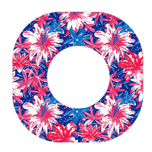 Peelz Patriotic Flowers Dexcom G7 and Stelo Patch Tape - Pump Peelz Patch Medical Tape