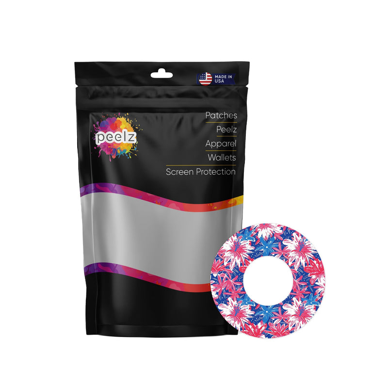 Peelz Patriotic Flowers Patch Freestyle Libre 2 Patch Tape - Pump Peelz Patch Medical Tape