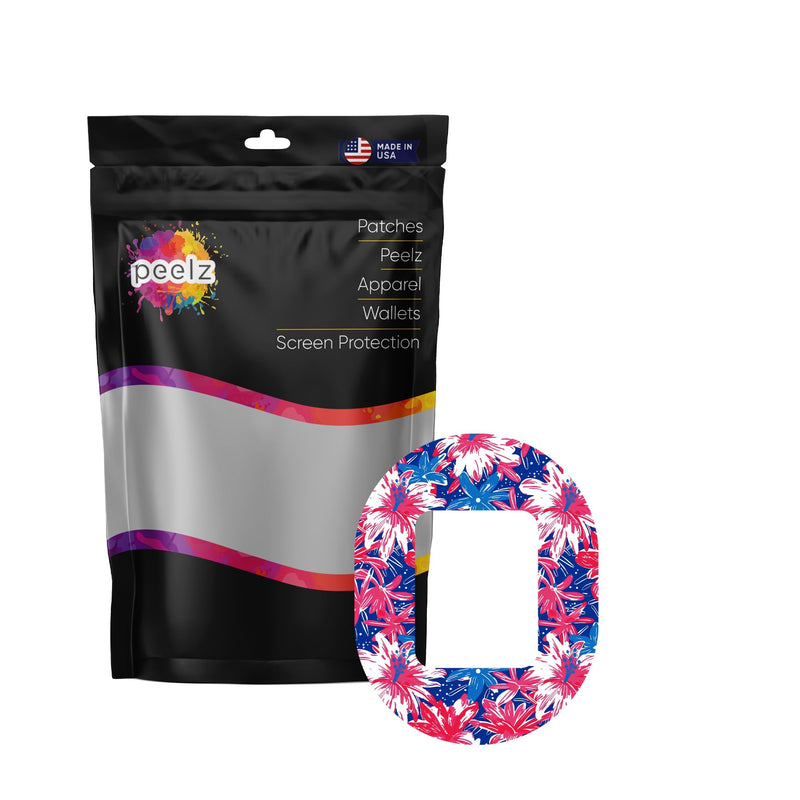 Peelz Patriotic Flowers Tandem Mobi Patch Tape - Pump Peelz Patch Medical Tape