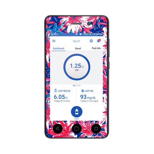 Peelz Patriotic Flowers Sticker for Omnipod DASH® PDM – Pump Peelz Peelz/Stickers