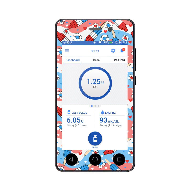 Peelz Patriotic Popsicles Sticker for Omnipod DASH® PDM – Pump Peelz Peelz/Stickers