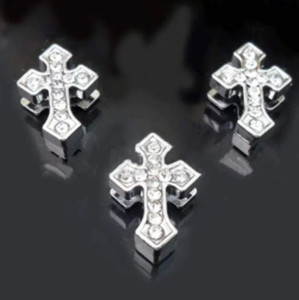 PavÃ© Arrowed Cross Charm -Silver