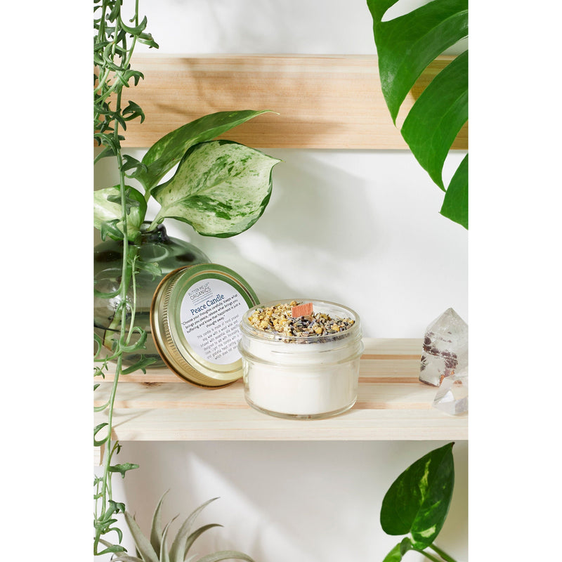 Butter Me Up Organics Peace Candle / Serenity Candle / Intention Candle / Ritual Candle / Crystal Candle / Pretty Candle / Organic Soy Wax Candle / Botanicals Metaphysical