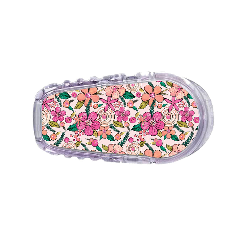 Peelz Peach Floral Sticker Designed for the DEXCOM Transmitter Peelz/Stickers