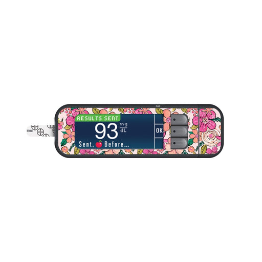 Peelz Peach Floral Sticker for Bayer Contour Next Glucometer Peelz/Stickers