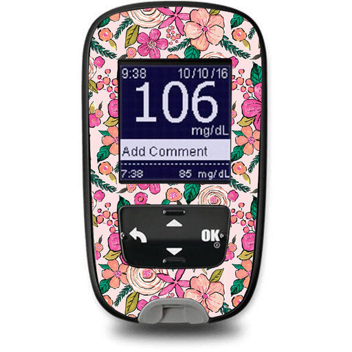 Peelz Peach Floral Sticker for the Accu-Chek Guide Glucometer Peelz/Stickers