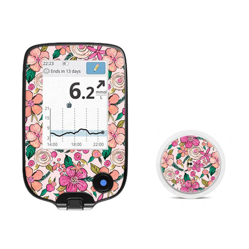Peelz Peach Floral for Freestyle Libre 2 Peelz/Stickers