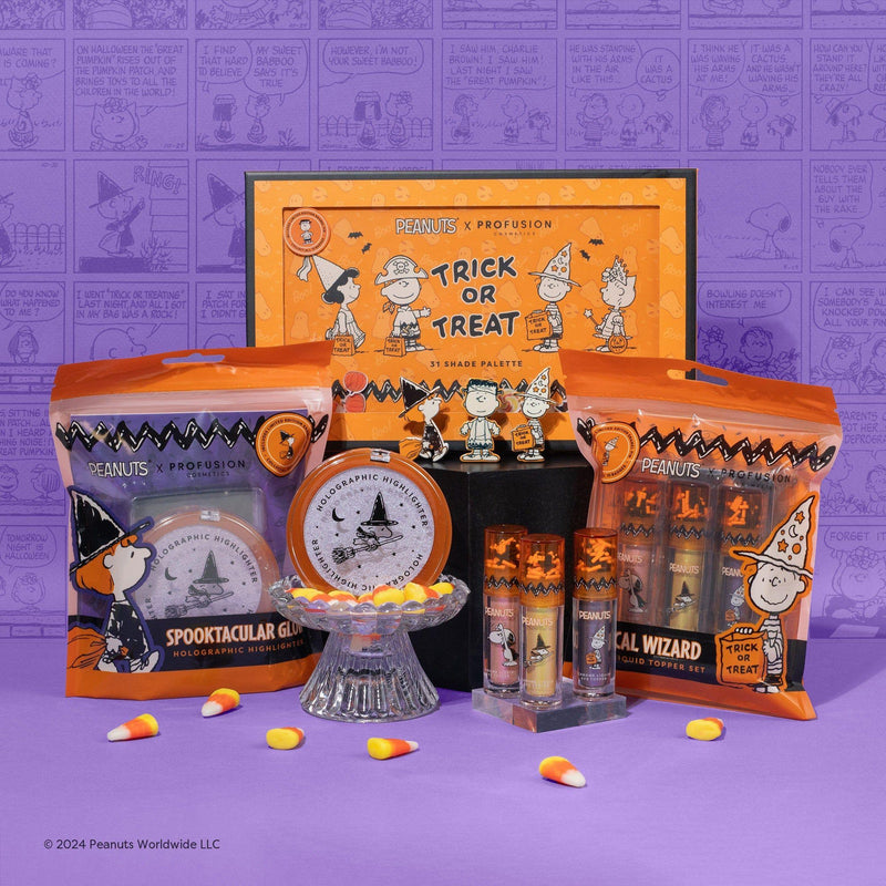 Profusion Cosmetics Peanuts Halloween |Magical Wizard Chrome Liquid Topper Set face