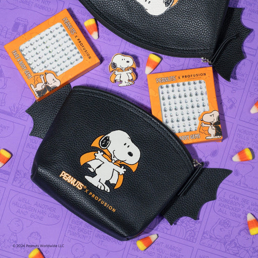 Profusion Cosmetics Peanuts Halloween | Count Snoopy Cosmetic Bag Set with Gems accessories