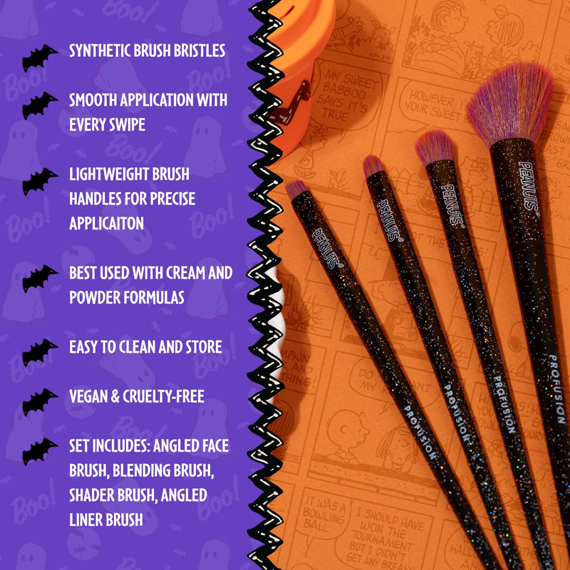 Profusion Cosmetics Peanuts Halloween | Witchy Blend 4 PC Eye & Face Brush Set accessories