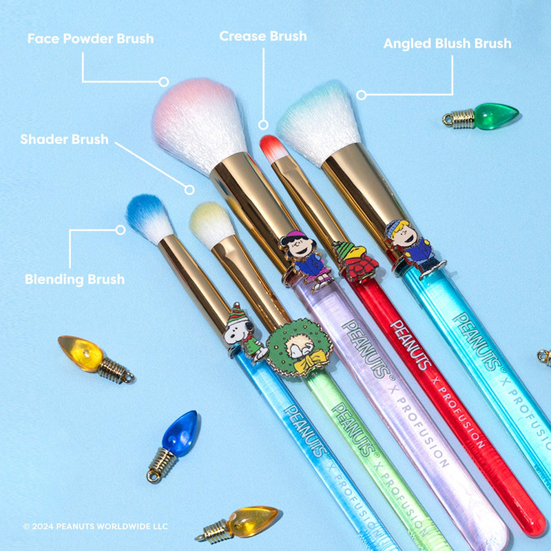 Profusion Cosmetics Peanuts Holiday | Merry & Bright Brush Set with Case Brush