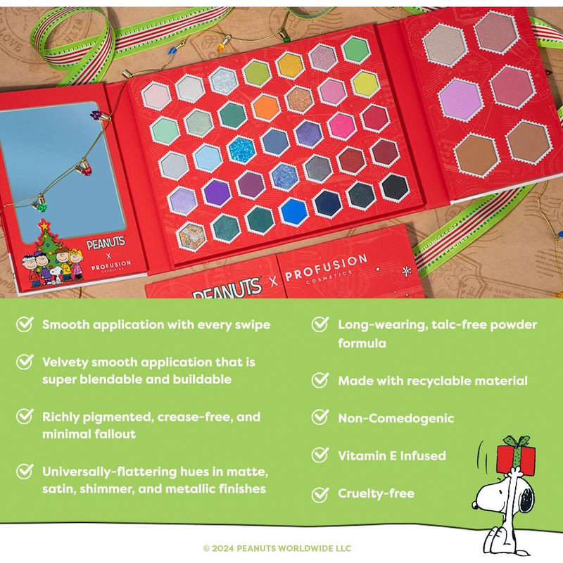 Profusion Cosmetics Peanuts Holiday | Snoopy's Starlit Holiday 41 Shade Face & Eye Palette Eye