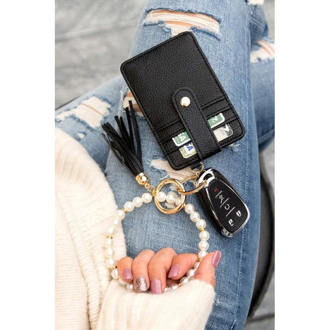 Aili's Corner Pearl Key Ring Wallet Bracelet