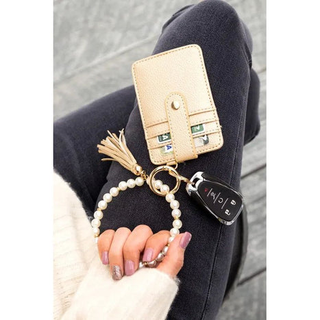 Aili's Corner Pearl Key Ring Wallet Bracelet