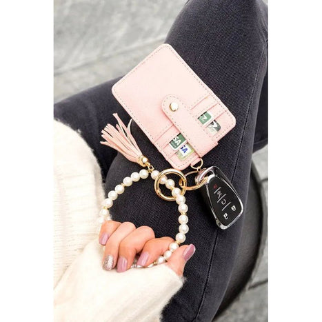 Aili's Corner Pearl Key Ring Wallet Bracelet