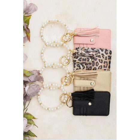 Aili's Corner Pearl Key Ring Wallet Bracelet