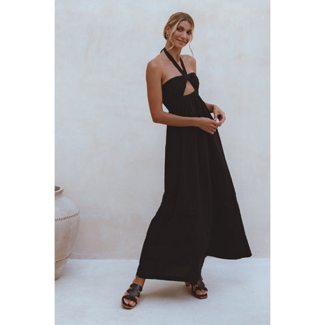 Penelope Halter Linen Maxi Dress