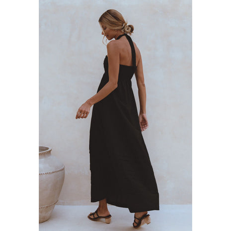 Penelope Halter Linen Maxi Dress