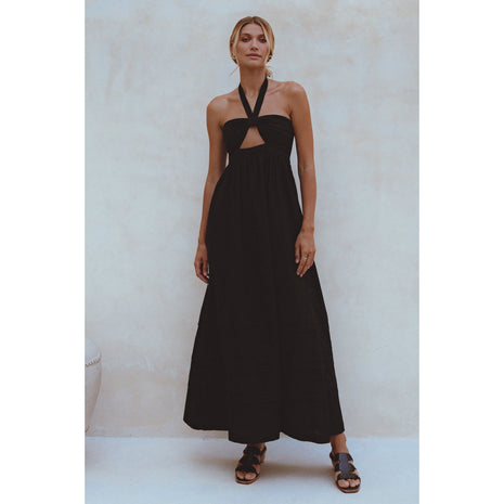 Penelope Halter Linen Maxi Dress