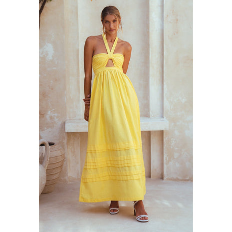 Penelope Halter Linen Maxi Dress