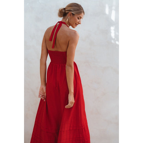 Penelope Halter Linen Maxi Dress