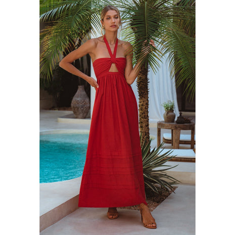 Penelope Halter Linen Maxi Dress