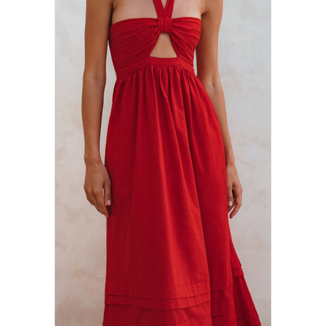 Penelope Halter Linen Maxi Dress