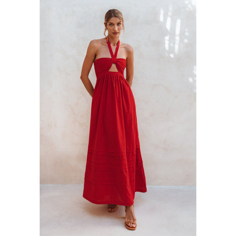 Penelope Halter Linen Maxi Dress