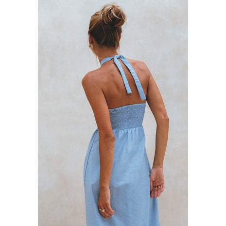 Penelope Halter Linen Maxi Dress