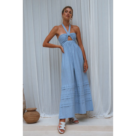 Penelope Halter Linen Maxi Dress