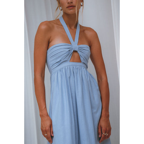 Penelope Halter Linen Maxi Dress