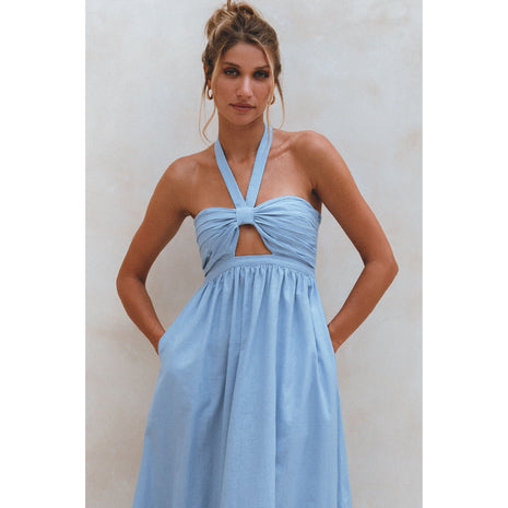 Penelope Halter Linen Maxi Dress