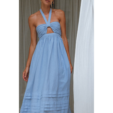 Penelope Halter Linen Maxi Dress