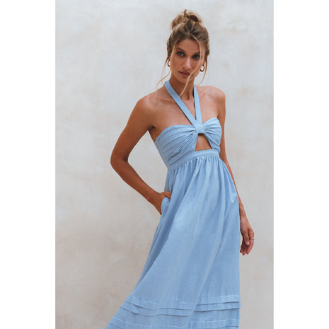 Penelope Halter Linen Maxi Dress