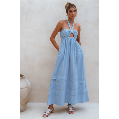 Penelope Halter Linen Maxi Dress