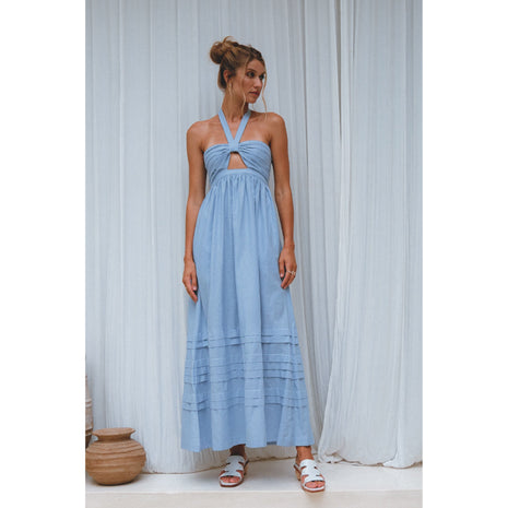 Penelope Halter Linen Maxi Dress