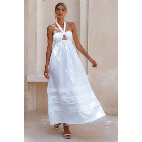 Penelope Halter Linen Maxi Dress