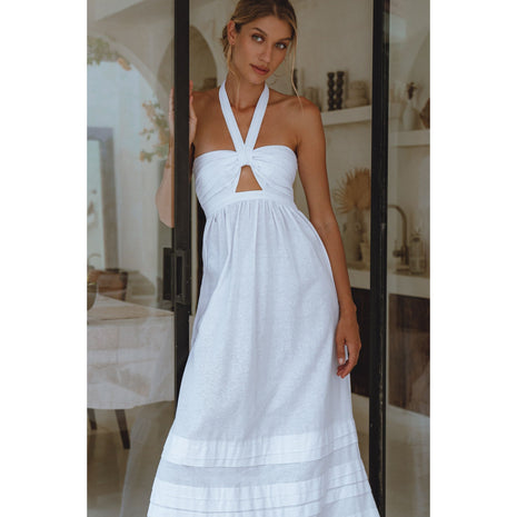 Penelope Halter Linen Maxi Dress