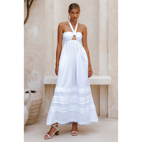 Penelope Halter Linen Maxi Dress