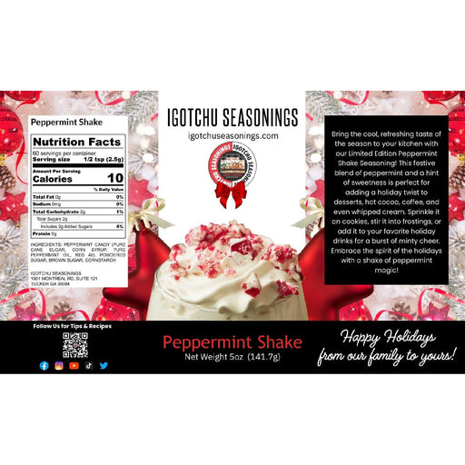 Igotchu Seasonings Peppermint Shake 5.5 oz  Holiday Limited Edition
