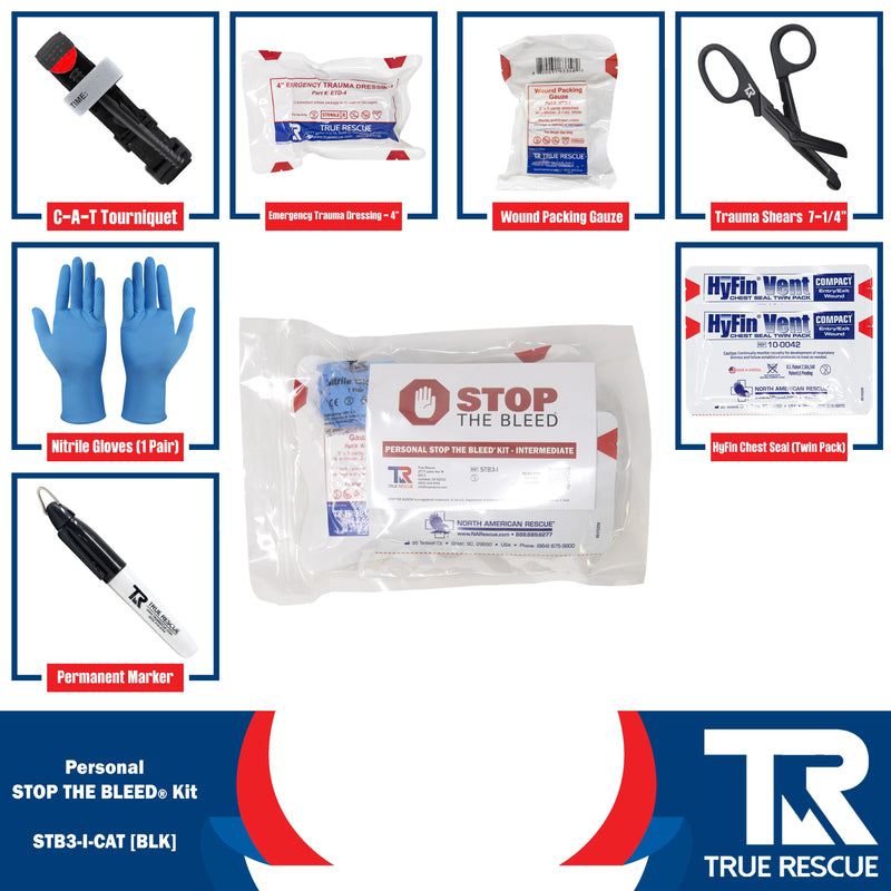 True Rescue Personal STB Kit Bleeding Control Kit White Smoke Intermediate / C-A-T® Gen 7 Tourniquet (Black)