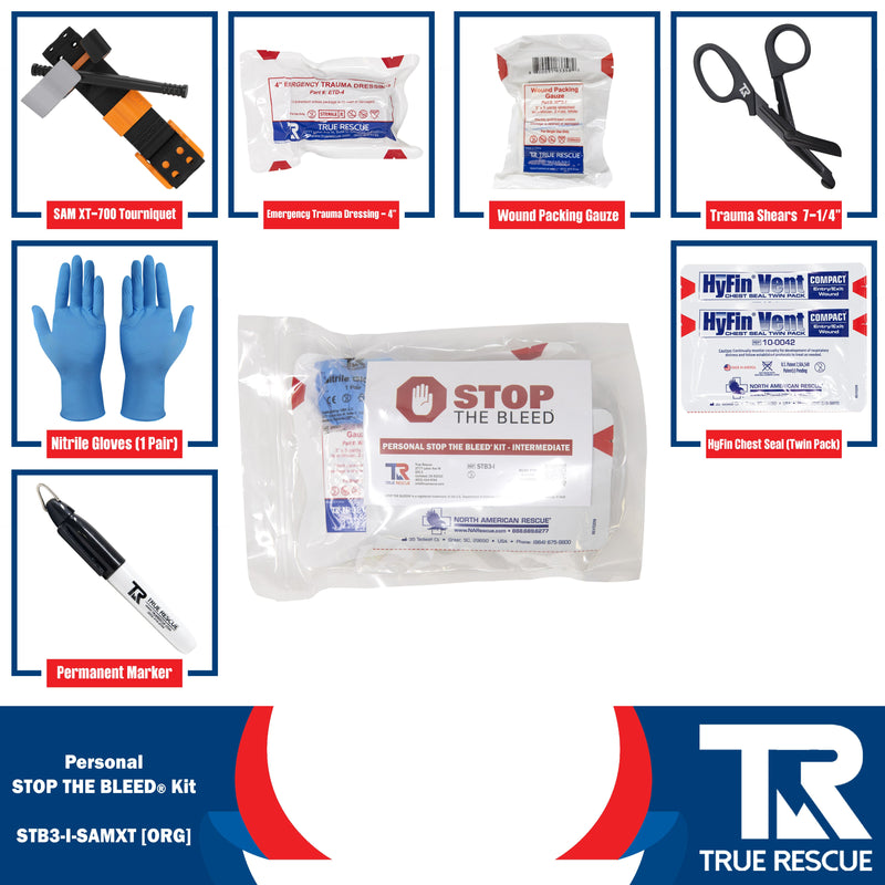 True Rescue Personal STB Kit Bleeding Control Kit White Smoke Intermediate / SAM XT-700 Tourniquet (Orange)