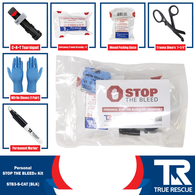 True Rescue Personal STB Kit Bleeding Control Kit White Smoke Standard / C-A-T® Gen 7 Tourniquet (Black)