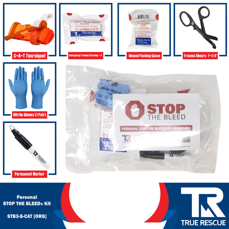 True Rescue Personal STB Kit Bleeding Control Kit White Smoke Standard / C-A-T® Gen 7 Tourniquet (Orange)