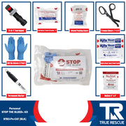 True Rescue Personal STB Kit Bleeding Control Kit White Smoke Premium - With NuStat 4"x4" Hemostatic Dressing / C-A-T® Gen 7 Tourniquet (Black)