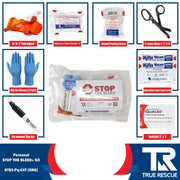 True Rescue Personal STB Kit Bleeding Control Kit White Smoke Premium - With QuikClot 3"x 4 yd Hemostatic Dressing / C-A-T® Gen 7 Tourniquet (Orange)